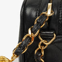 Chanel Vintage Camera Tassel Crossbody Bag CC Front Pocket Black Quilted Lambskin Medium, 1991-1994
