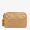 Chanel Vintage Camera Tassel Beige Quilted Lambskin Bag