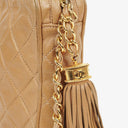 Chanel Vintage Camera Tassel Beige Quilted Lambskin Bag