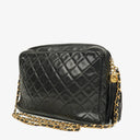 Chanel Vintage CC Black Quilted Lambskin Camera Tassel Bag