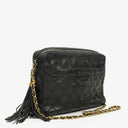 Chanel Vintage CC Black Quilted Lambskin Camera Tassel Bag