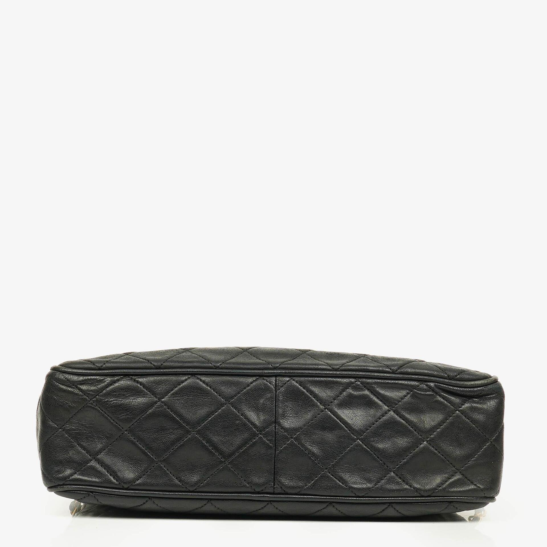Chanel Vintage CC Black Quilted Lambskin Camera Tassel Bag