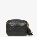 Chanel Vintage CC Black Quilted Lambskin Camera Tassel Bag