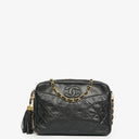 Chanel Vintage CC Black Quilted Lambskin Camera Tassel Bag