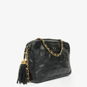 Chanel Vintage CC Black Quilted Lambskin Camera Tassel Bag