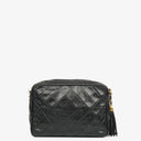 Chanel Vintage CC Black Quilted Lambskin Camera Tassel Bag