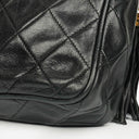 Chanel Vintage CC Black Quilted Lambskin Camera Tassel Bag