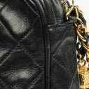 Chanel Vintage CC Black Quilted Lambskin Camera Tassel Bag