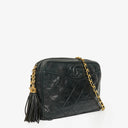 Chanel Vintage CC Black Quilted Lambskin Camera Tassel Bag