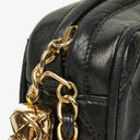 Chanel Vintage CC Black Quilted Lambskin Camera Tassel Bag