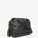 Chanel Vintage CC Black Quilted Lambskin Camera Tassel Bag