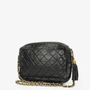 Chanel Vintage CC Black Quilted Lambskin Camera Tassel Bag