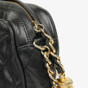 Chanel Vintage CC Black Quilted Lambskin Camera Tassel Bag
