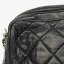 Chanel Vintage CC Black Quilted Lambskin Camera Tassel Bag