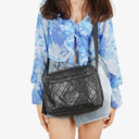 Chanel Vintage CC Black Quilted Lambskin Large Camera Tassel Bag