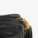 Chanel Vintage CC Black Quilted Lambskin Medium Camera Tassel Shoulder Bag
