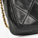 Chanel Vintage CC Black Quilted Lambskin Medium Camera Tassel Shoulder Bag