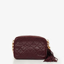 Chanel Vintage CC Burgundy Quilted Lambskin Camera Tassel Bag