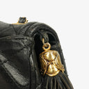 Chanel Vintage CC Diamond Black Quilted Lambskin Tassel Bag