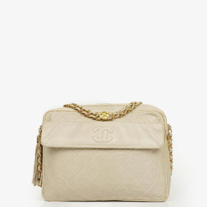 Chanel Vintage CC Quilted Lambskin Camera Tassel Bag