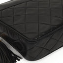 Chanel Vintage CC Tassel Camera Bag In Black Quilted Lambskin With Gold Hardware