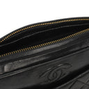 Chanel Vintage CC Tassel Camera Bag In Black Quilted Lambskin With Gold Hardware