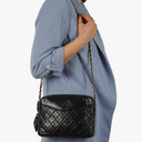 Chanel Vintage CC Tassel Camera Bag In Black Quilted Lambskin With Gold Hardware