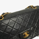 Chanel Vintage Classic Double Flap Bag Black Quilted Lambskin 24K Gold-Plated Hardware