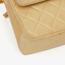 Chanel Vintage Classic Double Flap Bag in Quilted Beige Lambskin with 24K Gold-Plated Hardware