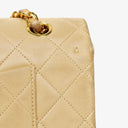 Chanel Vintage Classic Double Flap Bag in Quilted Beige Lambskin with 24K Gold-Plated Hardware