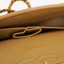 Chanel Vintage Classic Double Flap Bag in Quilted Beige Lambskin with 24K Gold-Plated Hardware