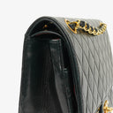 Chanel Vintage Classic Double Flap Bag in Quilted Black Lambskin with 24K Gold-Plated Hardware