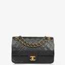 Chanel Vintage Classic Double Flap Bag in Quilted Black Lambskin with 24K Gold-Plated Hardware