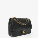 Chanel Vintage Classic Double Flap Bag in Quilted Black Lambskin with 24K Gold-Plated Hardware