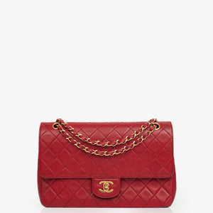 Chanel Vintage Klassische Double Flap Tasche in Stepp Lammleder mit 24K Vergoldeten Beschlägen