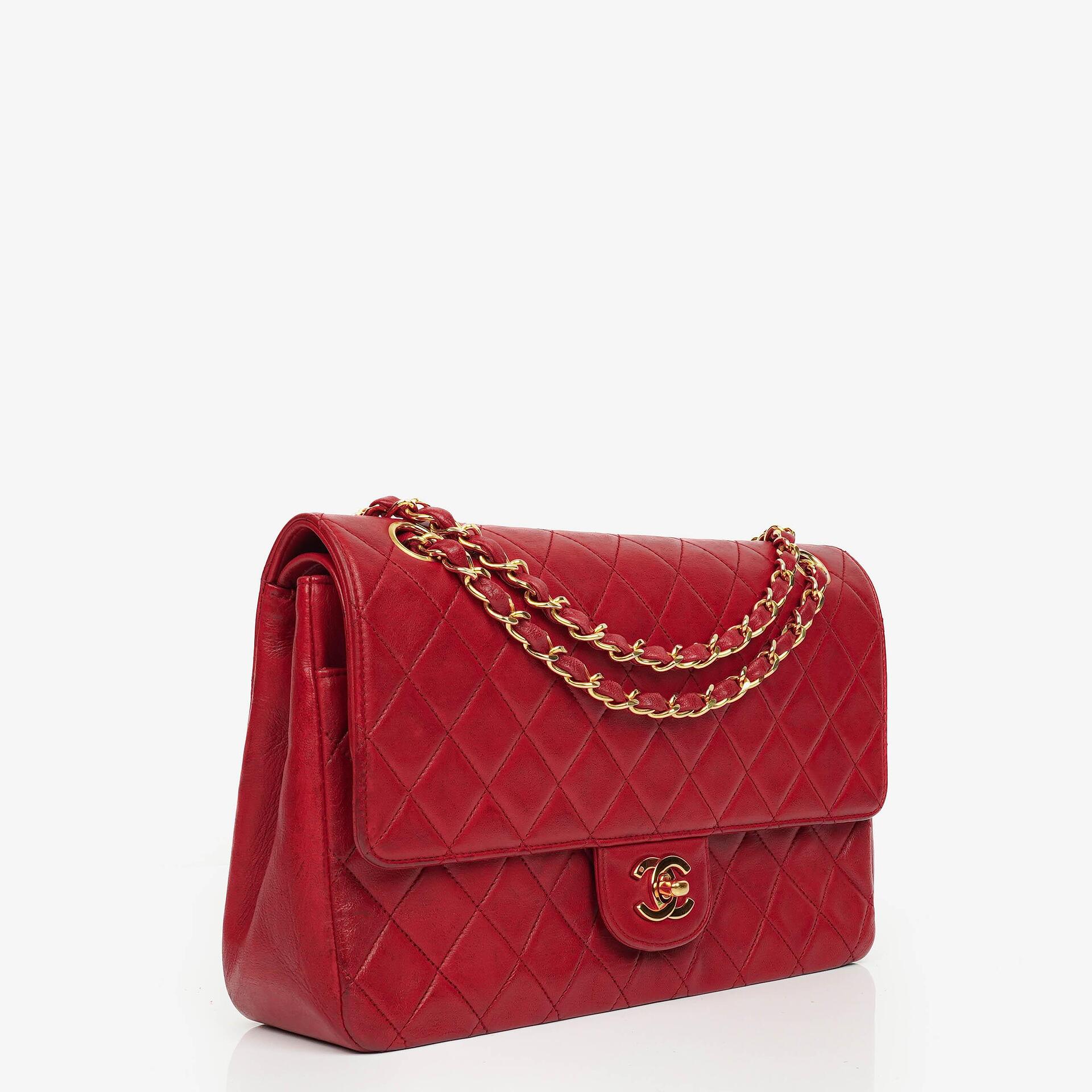 Chanel Vintage Classic Double Flap Bag in Quilted Lambskin with 24K Gold-Plated Hardware