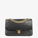 Chanel Vintage Classic Medium Double Flap Bag in Quilted Black Lambskin with 24-karat Gold-Plated Hardware
