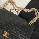 Chanel Vintage Classic Medium Double Flap Bag in Quilted Black Lambskin with 24-karat Gold-Plated Hardware