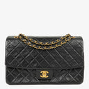 Chanel Vintage Classic Single Flap Bag In Black Quilted Lambskin With 24K Gold-Plated Hardware
