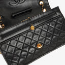 Chanel Vintage Classic Single Flap Bag In Black Quilted Lambskin With 24K Gold-Plated Hardware