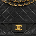 Chanel Vintage Classic Single Flap Bag In Black Quilted Lambskin With 24K Gold-Plated Hardware