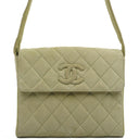 Chanel Vintage Crossbody Flap Bag Light Green Quilted Suede