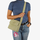 Chanel Vintage Crossbody Flap Bag Light Green Quilted Suede