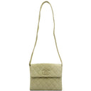 Chanel Vintage Crossbody Flap Bag Light Green Quilted Suede