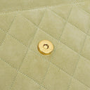 Chanel Vintage Crossbody Flap Bag Light Green Quilted Suede