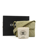 Chanel Vintage Crossbody Flap Bag Light Green Quilted Suede