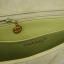 Chanel Vintage Crossbody Flap Bag Light Green Quilted Suede