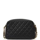 Chanel Vintage Front Pocket Camera Bag Black Quilted Caviar Leather With 24K Gold-Plated Hardware