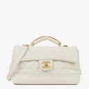 Chanel Vintage Globe Trotter White Caviar Flap Bag