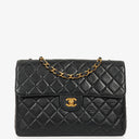 Chanel Vintage Jumbo Classic Single Flap Bag Black Quilted Lambskin With 24K Gold-Plated Hardware, 1996-1997